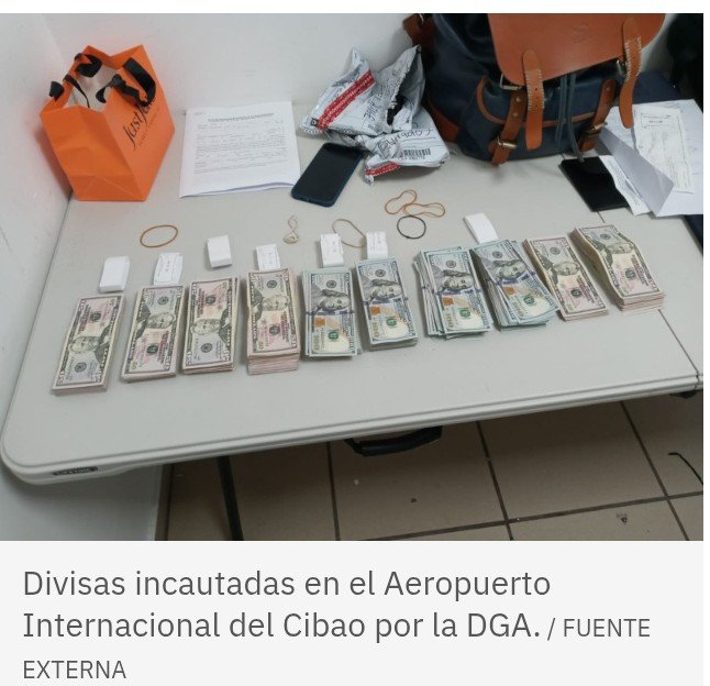 Dirección General de Aduana (DGA) retiene más de US$426 mil en divisas no declaradas en menos de dos semanas en aeropuerto del Cibao
