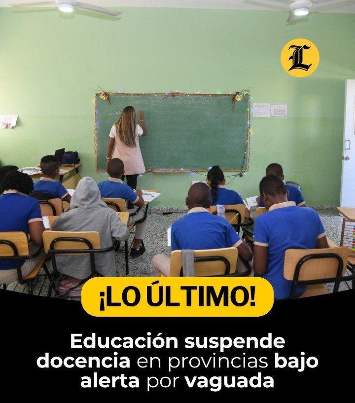 Minerd suspende docencia en varias provincias por incidencia de vaguada; alerta meteorológica abarca gran parte del país